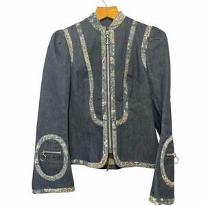 Vintage Ayako Lillie Rubin Denim Jacket‎ 70s Prairie Cottagecore Art to Wear M